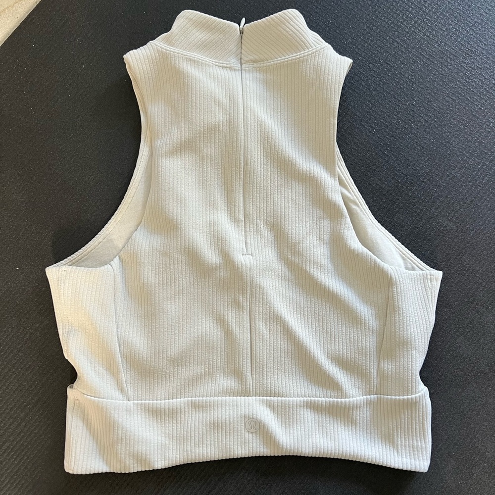 Lululemon Ribbed Softstreme Mockneck Cropped Tank Top in Bone - Picture 5 of 8